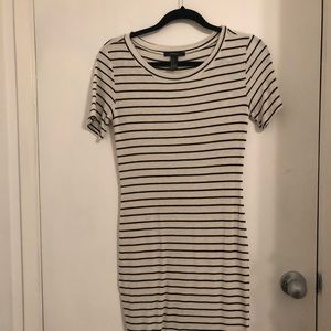 Black and white striped body-con dress